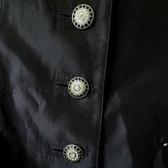 Susanne Spatt Silk Rhinestone Trench Jacket Black Size 34 NWOT - Picture 4 of 10